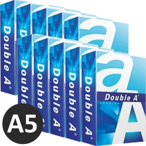 10 Packs Double A A5 Premium Copy Paper White 80GSM Smooth 500 Sheets