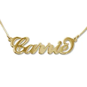 14K Solid Gold Carrie Style Name Necklace - 3 Sizes