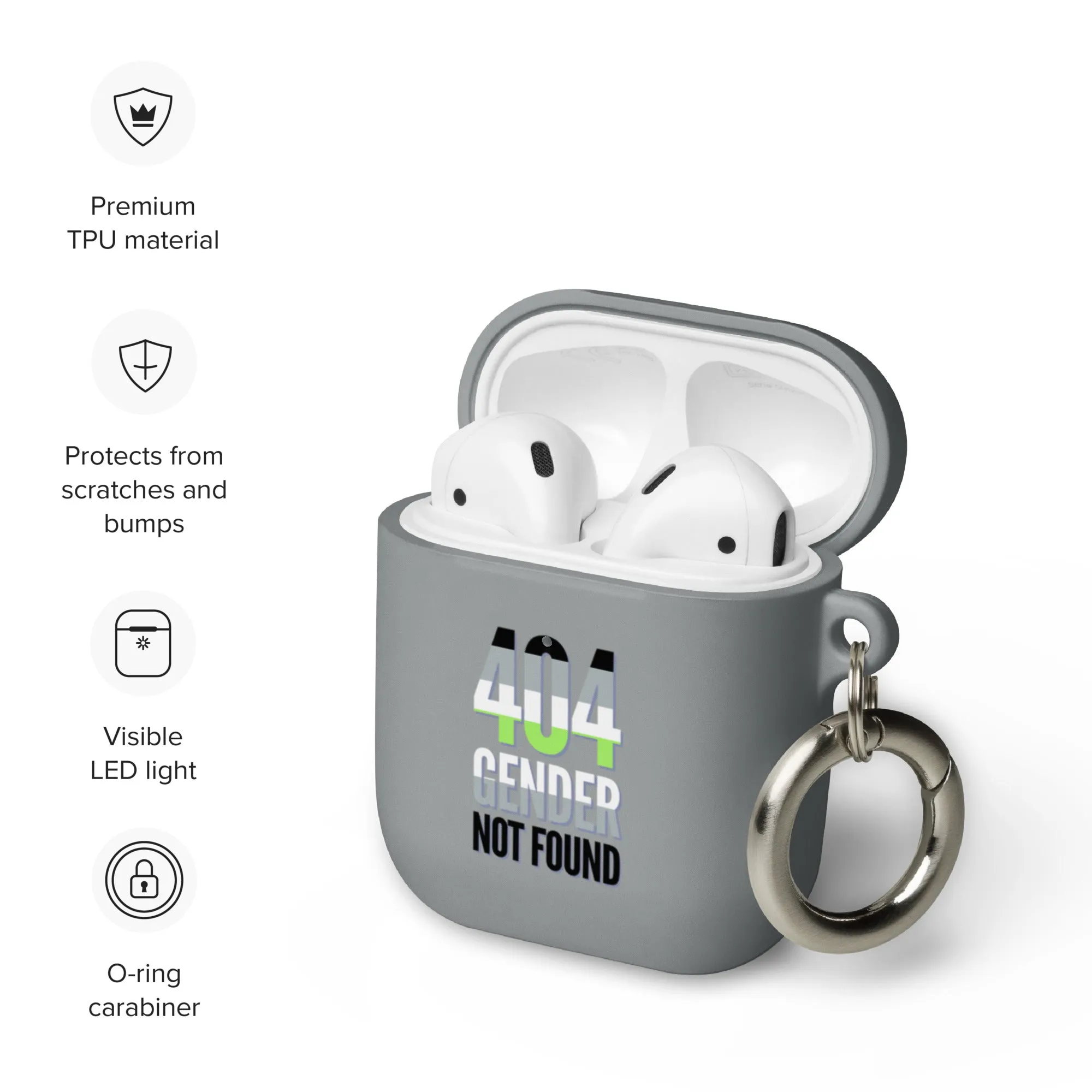 404 Gender Not Found Agender Pride AirPods Holder Case