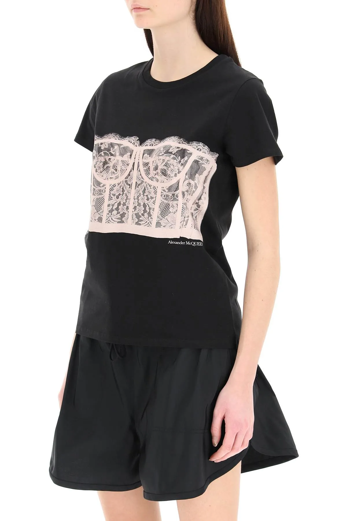 Alexander McQueen Lace Corset Printed T-Shirt