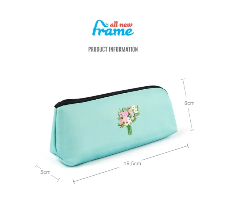 Aquamarine Pink Rose Bouquet Graphic Pencil Cases Stationery Zipper School 19cm Office Cosmetics Pouches Artists Designer Prints