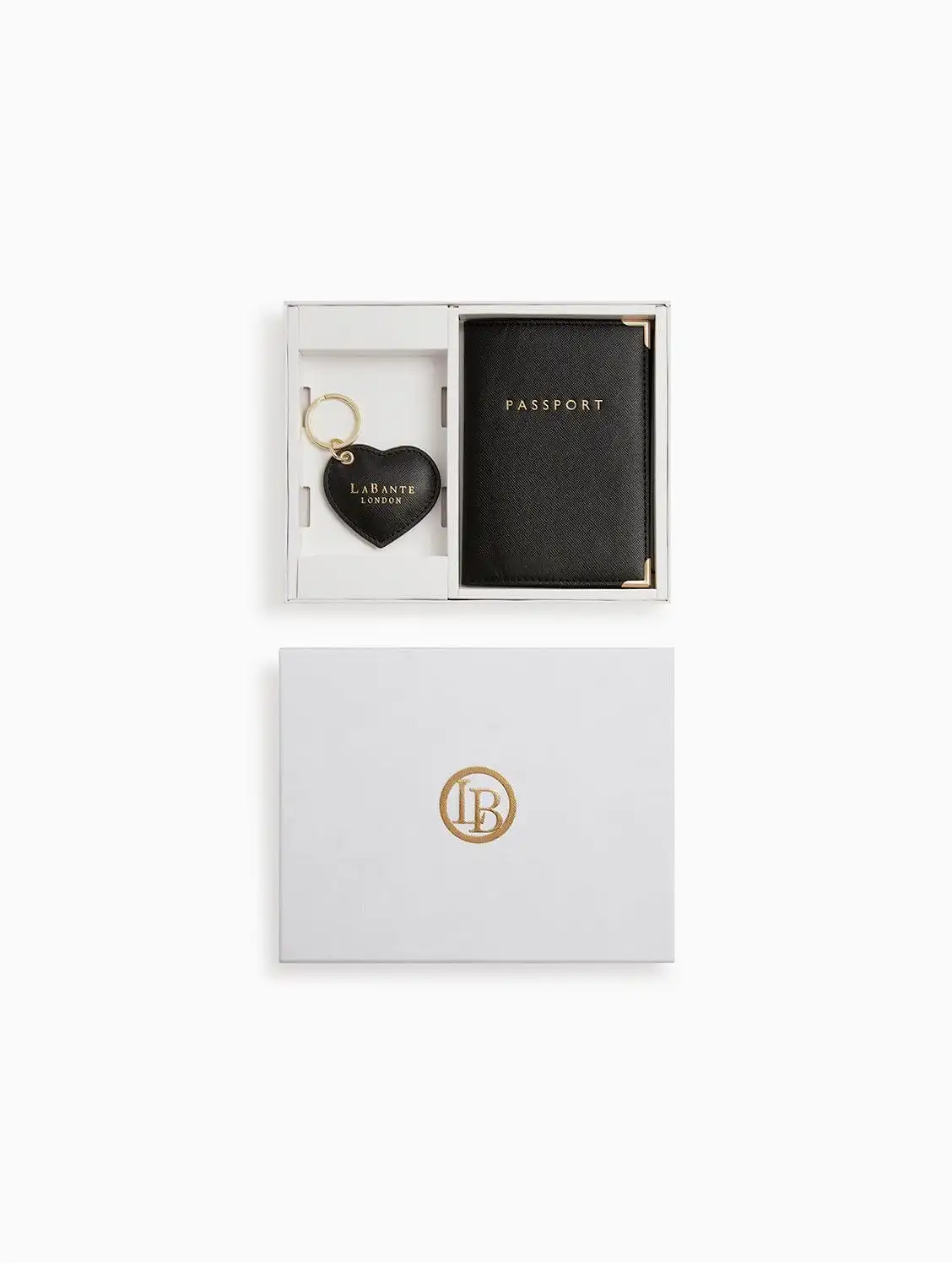 Ash Vegan Leather Passport Holder & Key Chain Gift Box | Black