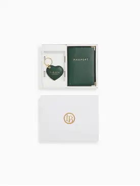 Ash Vegan Leather Passport Holder & Key Chain Gift Box | Green