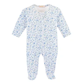 Baby Club Chic - Blue Begonias Zip Footie