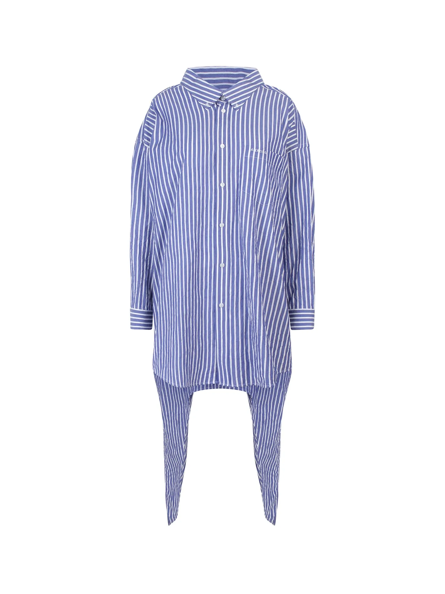 Balenciaga Crinkled Stripe Knotted Shirt