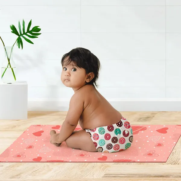 BASIC Cloth Diaper (Bluestar) + Diaper Changing Mat - (S) (Peppy Pink)