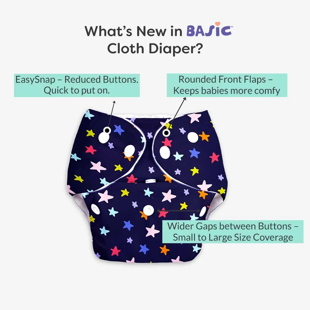 BASIC Cloth Diaper (Bluestar) + Diaper Changing Mat - (S) (Peppy Pink)