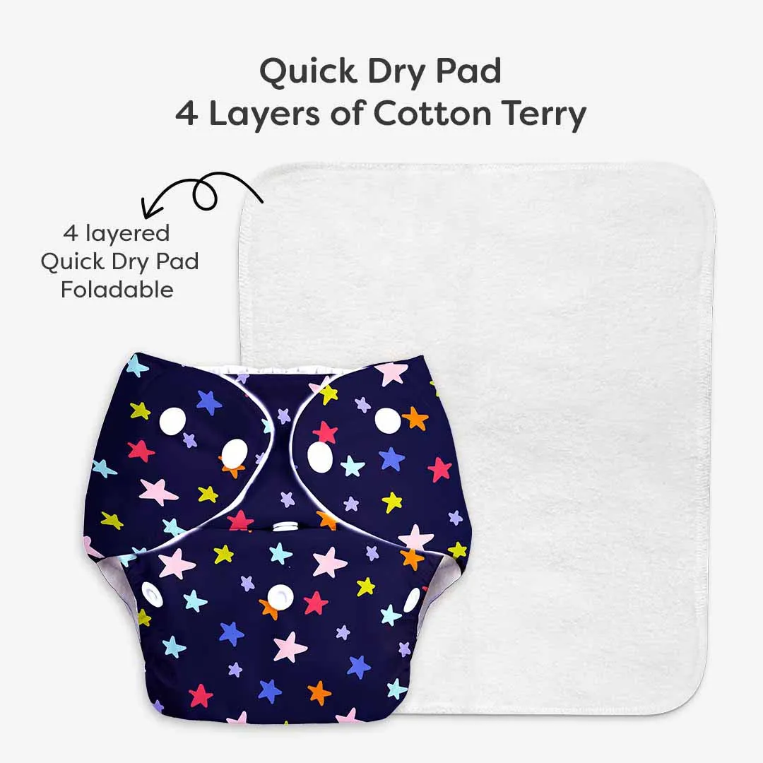 BASIC Cloth Diaper (Bluestar) + Diaper Changing Mat - (S) (Peppy Pink)