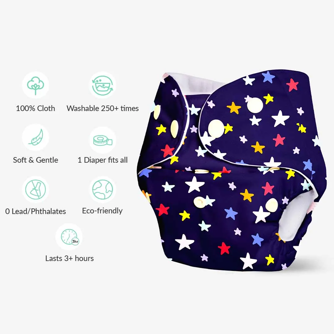 BASIC Cloth Diaper (Bluestar) + Diaper Changing Mat - (S) (Peppy Pink)