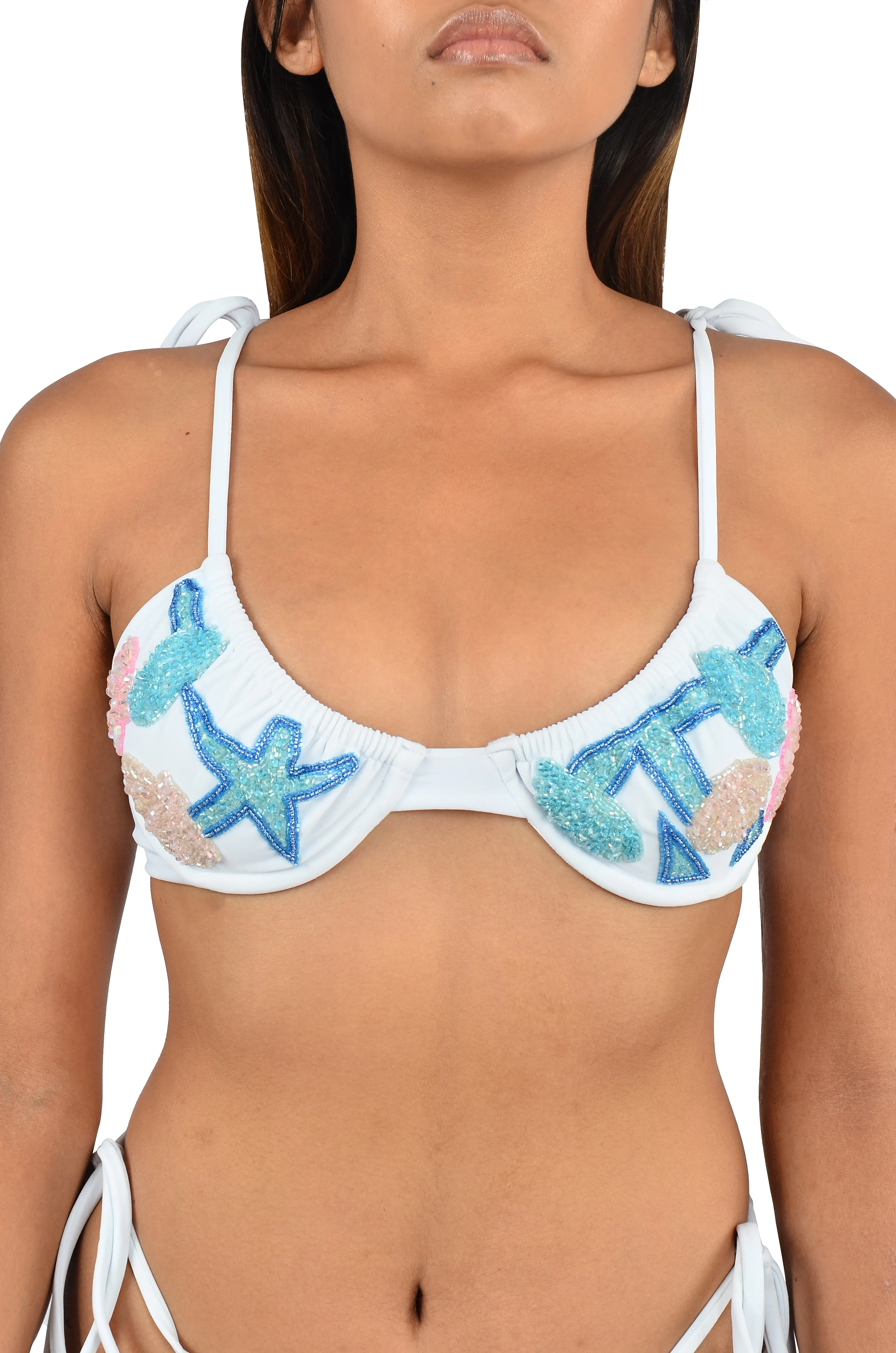 Bethanie Hand Embroidered Self-Tie Straps Bikini