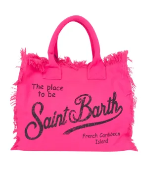 BORSA IN CANVAS FUCSIA CON LOGO