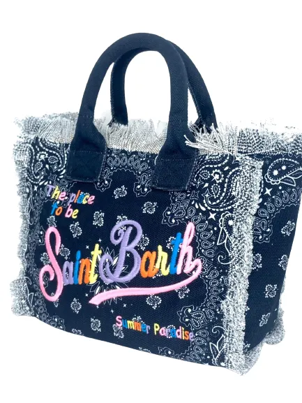 BORSA IN CANVAS MINI BLU FANTASIA BANDANNA