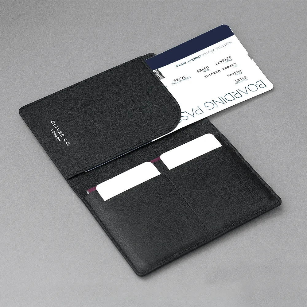 Bramley Apple Leather & Wood Leather Vegan Passport Holder | Black