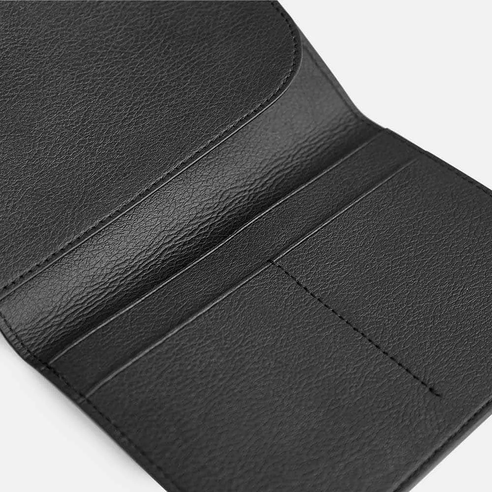 Bramley Apple Leather & Wood Leather Vegan Passport Holder | Black