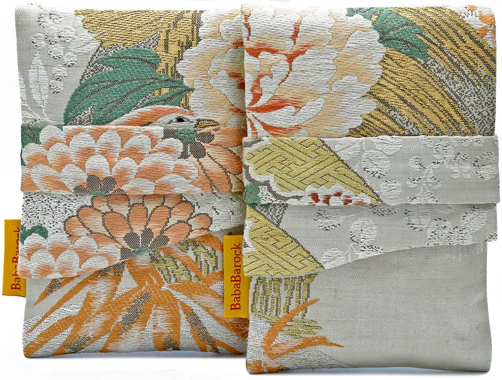 Brocade with Chrysanthemums - Japanese vintage silk foldover pouch