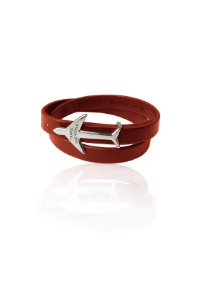 BROWN RHODIUM Airplane Leather Bracelet