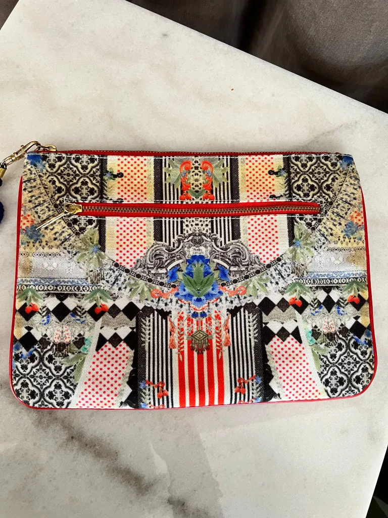 Camilla Clutch with Mirror and Red Tassels