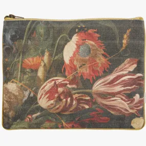 Canvas Zip Pouch, Dark Floral