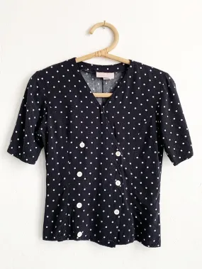 CD Polka Dot Rayon Double Button Blouse