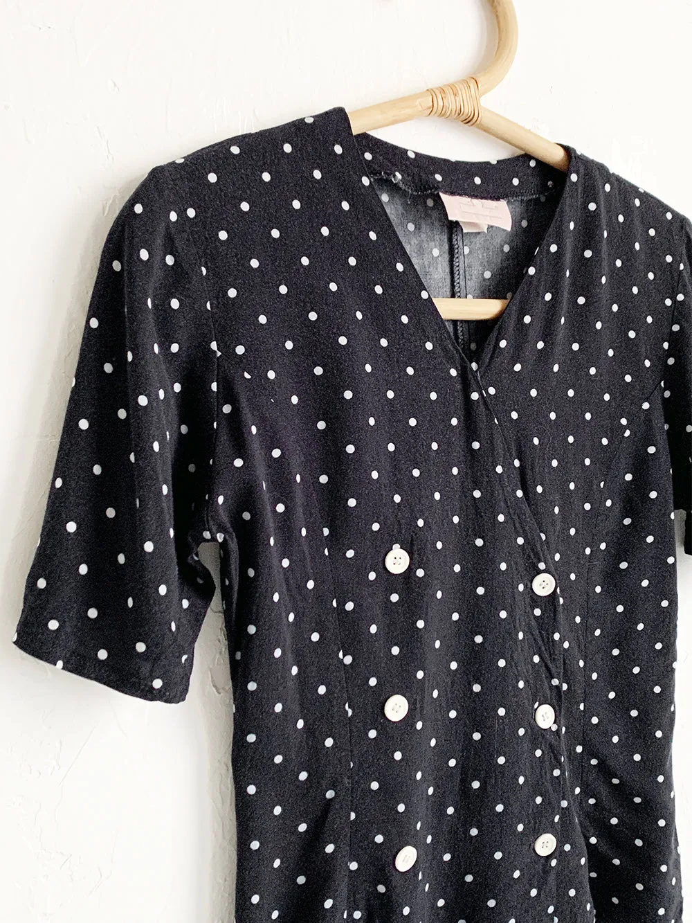 CD Polka Dot Rayon Double Button Blouse