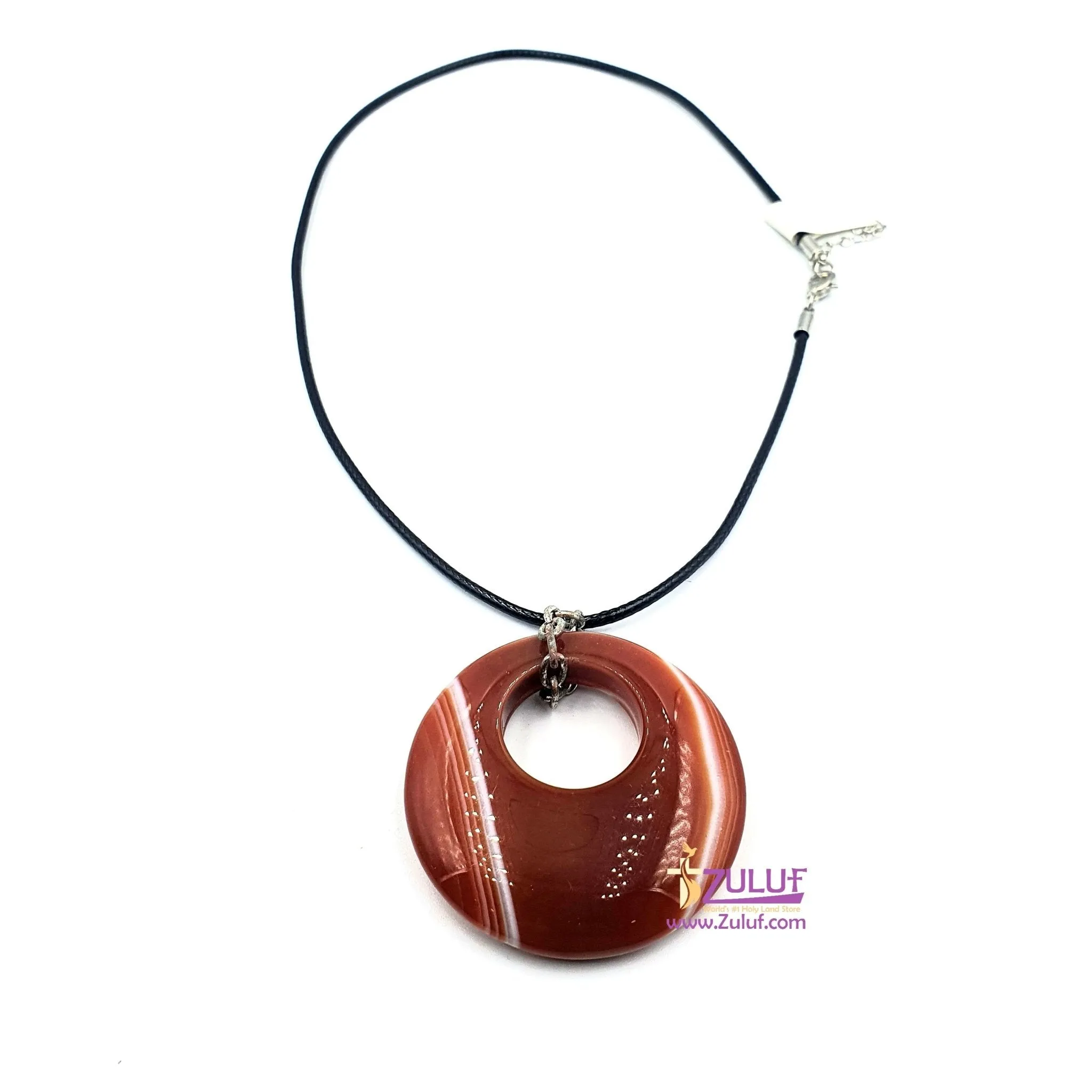 circle stony Neckalec With a leather chain NEC007