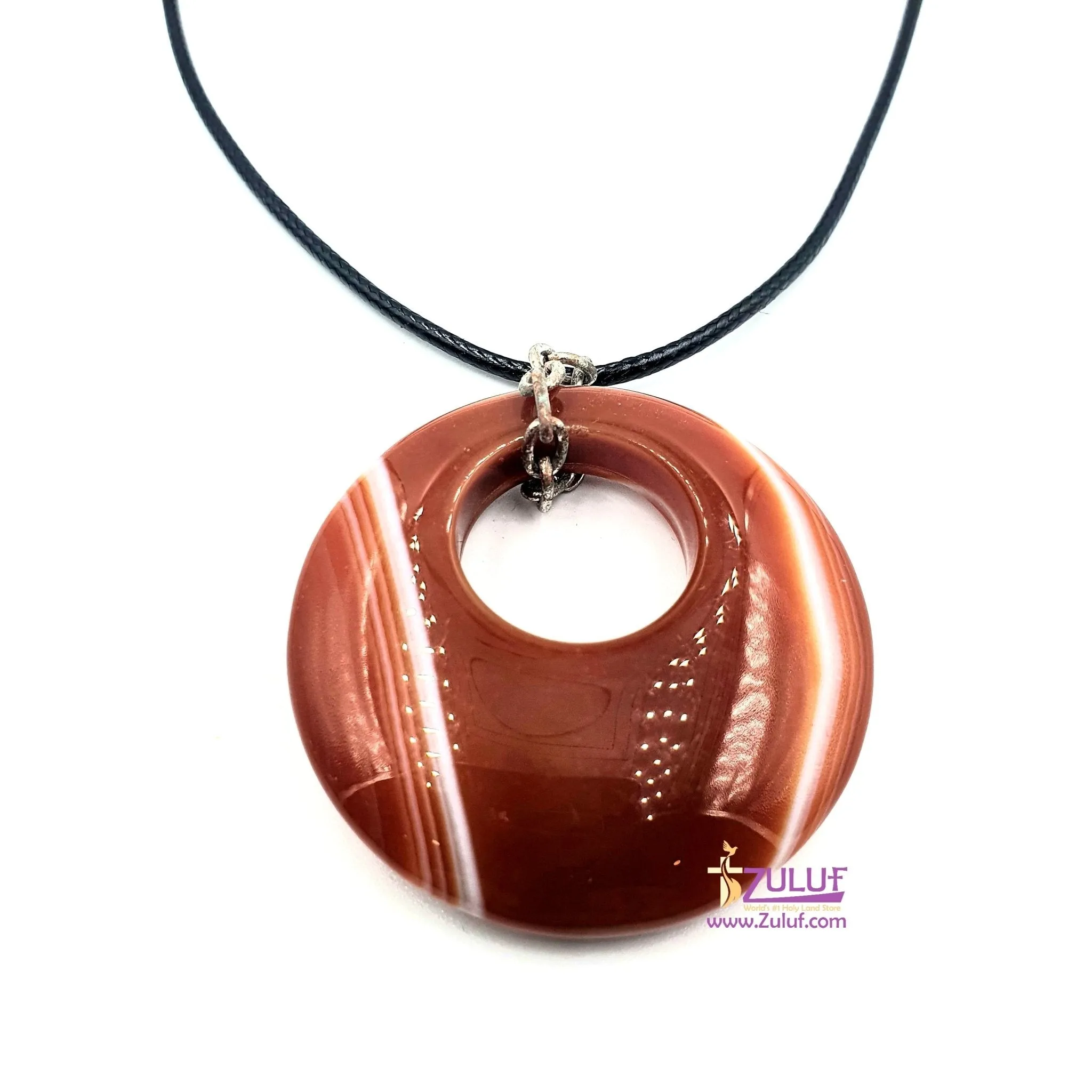 circle stony Neckalec With a leather chain NEC007