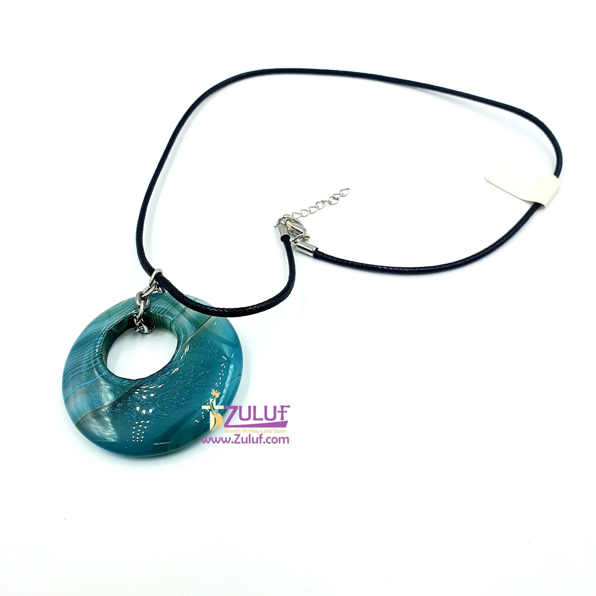 circle stony Neckalec With a leather chain NEC007