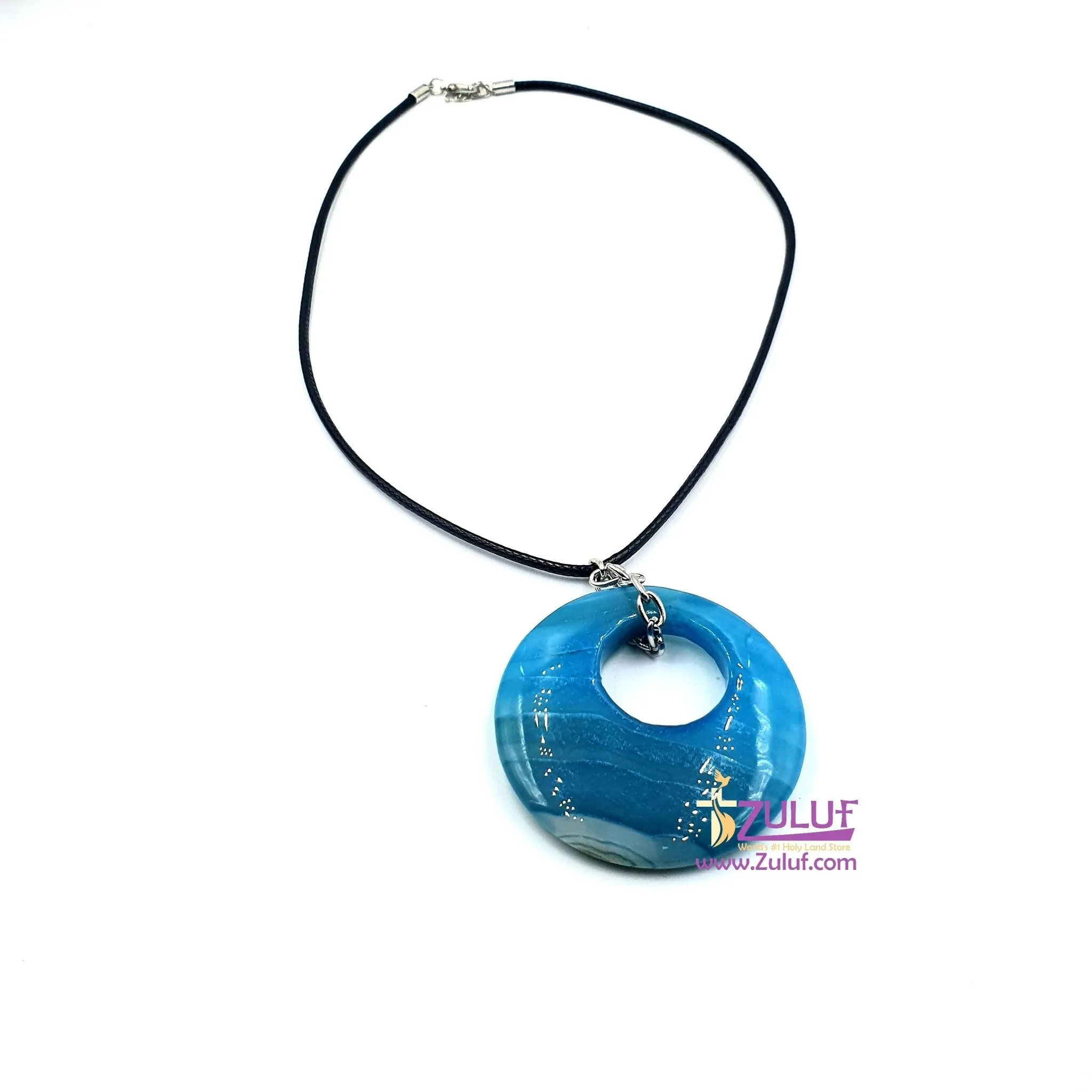 circle stony Neckalec With a leather chain NEC007