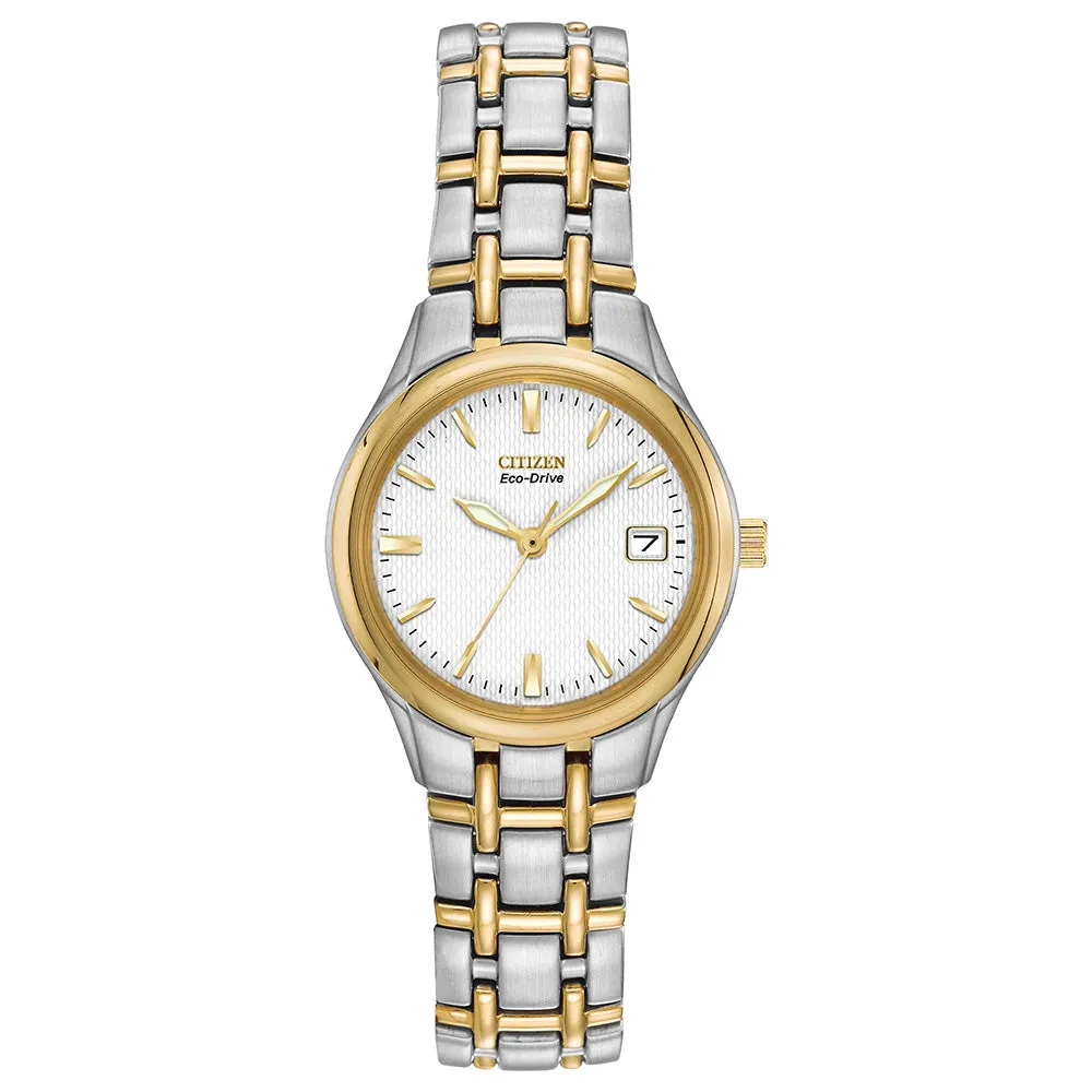 Citizen Ladies Eco-Drive Silhouette White Date Dial Bracelet Watch