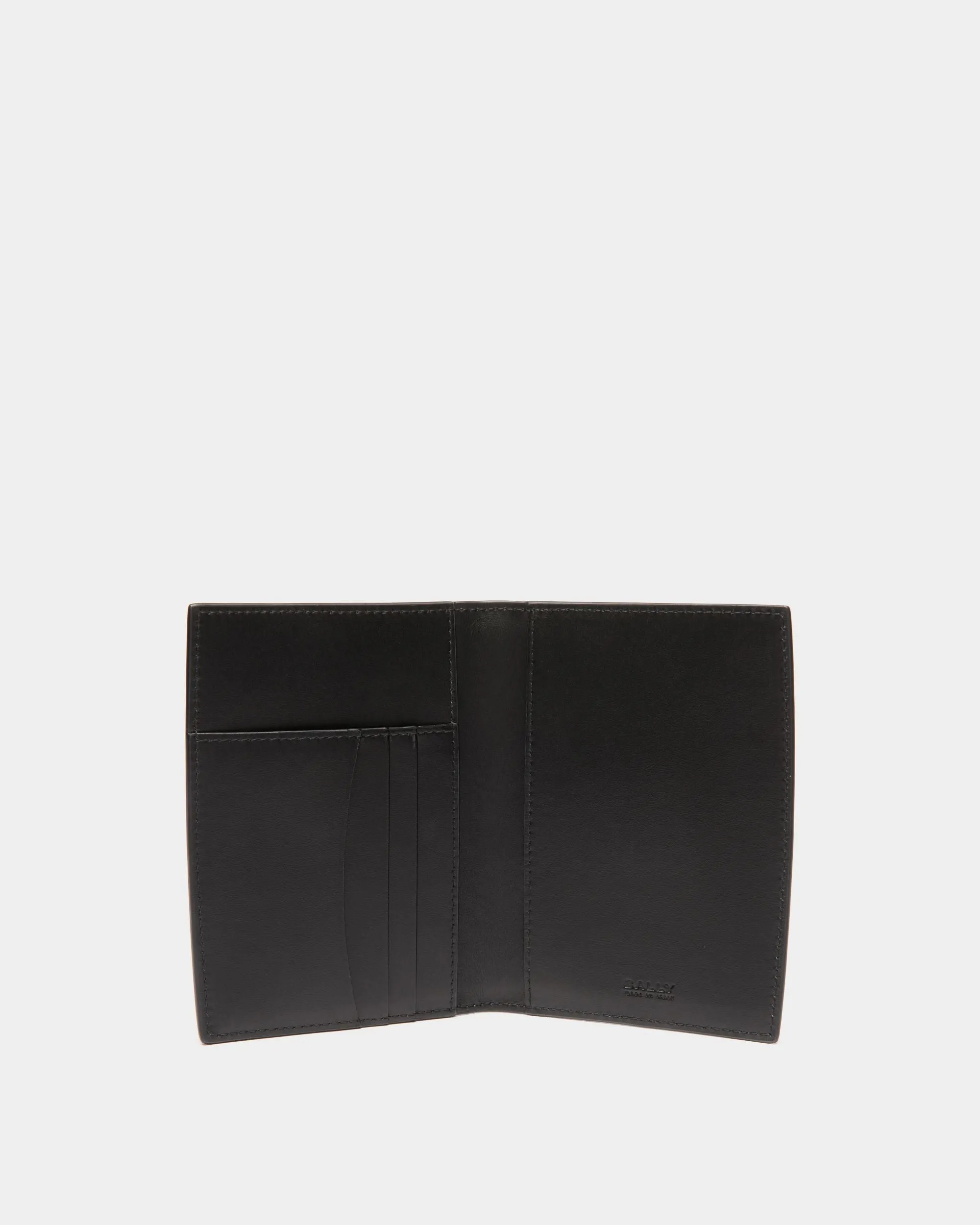 Deco Passport Case in Black Leather 