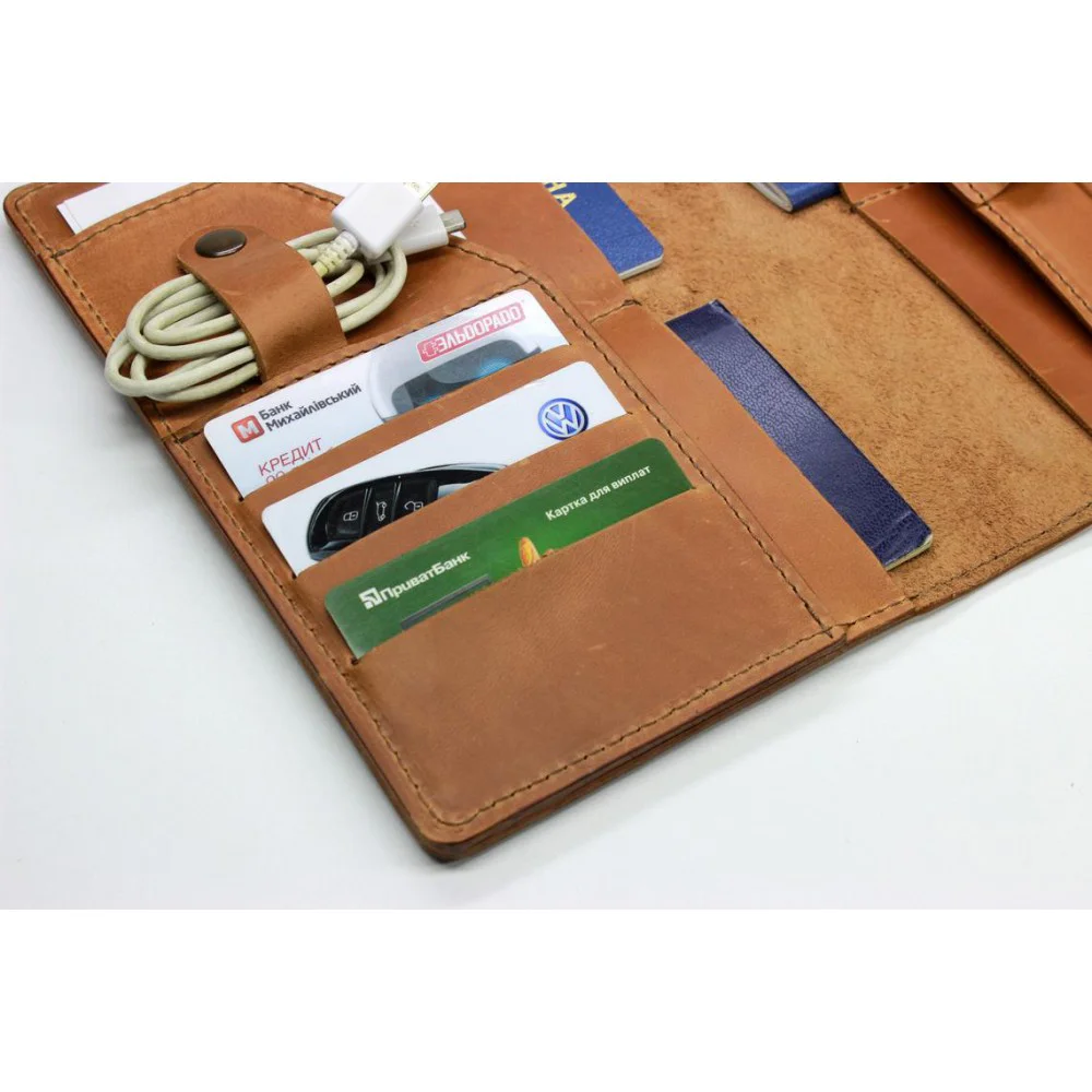 Family travel wallet with 4 passport carrying options