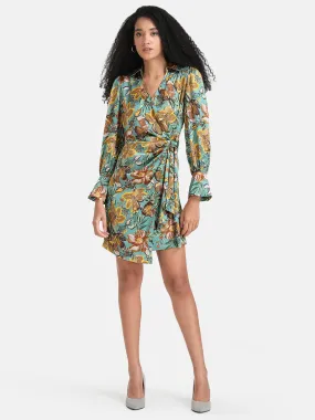 Floral Printed Wrap Mini Dress