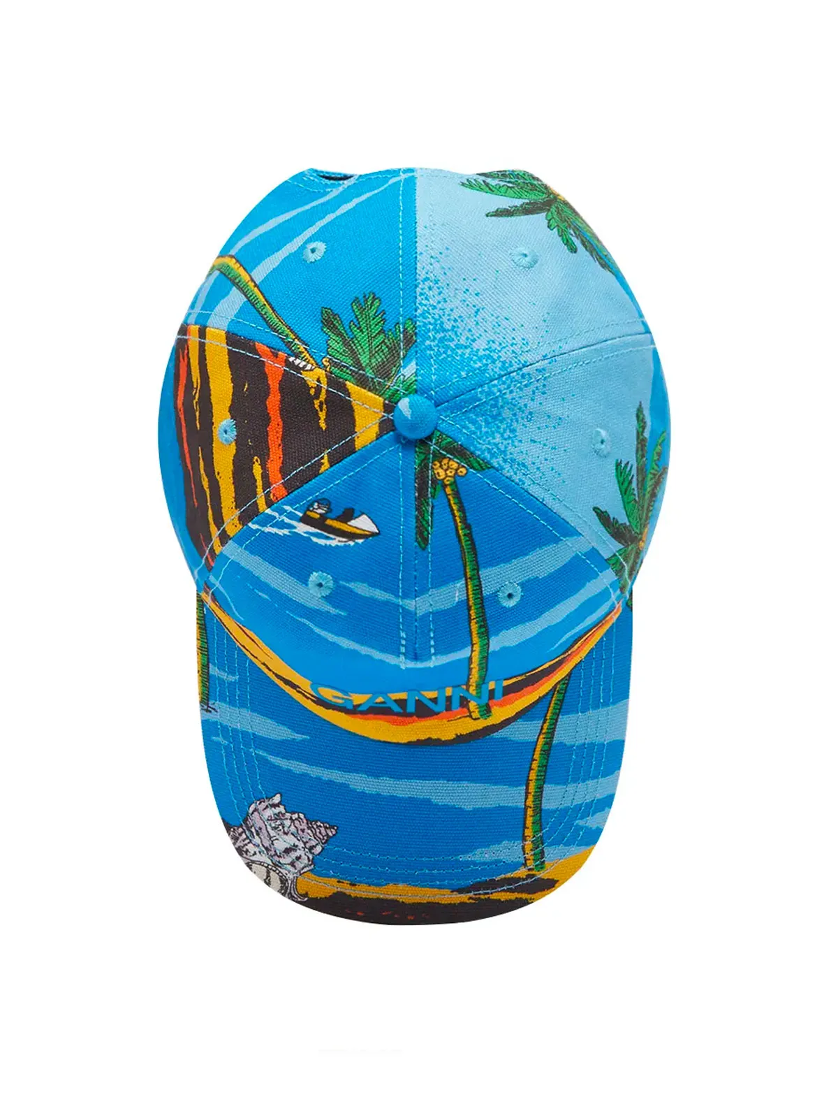 Ganni Palm-Print Baseball Cap