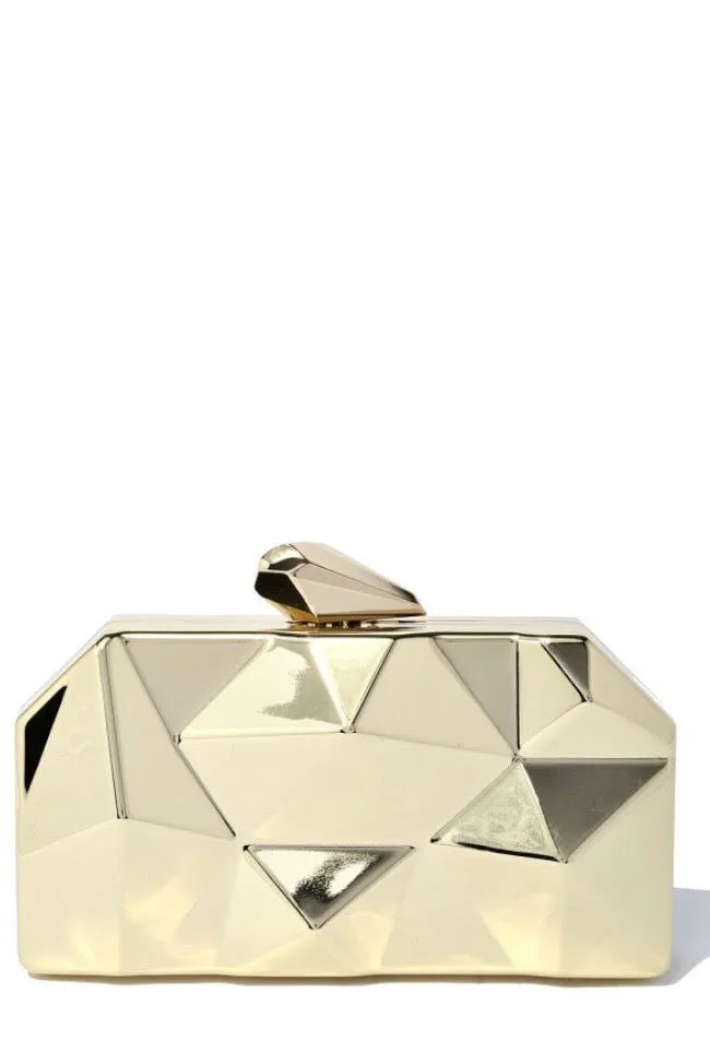 Geometrical Metallic Gold Clutch