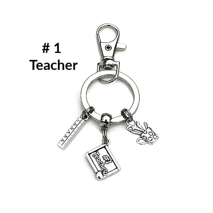 GIFTS FOR TEACHERS THREE CHARM KEYCHAIN