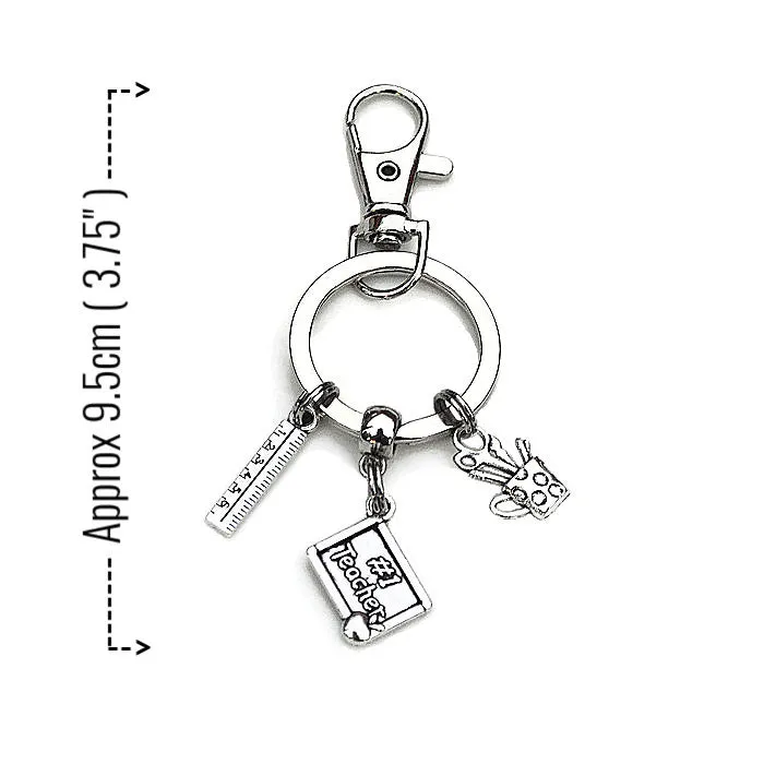 GIFTS FOR TEACHERS THREE CHARM KEYCHAIN