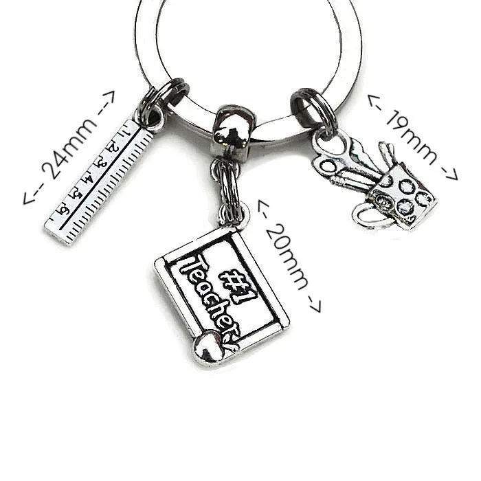 GIFTS FOR TEACHERS THREE CHARM KEYCHAIN