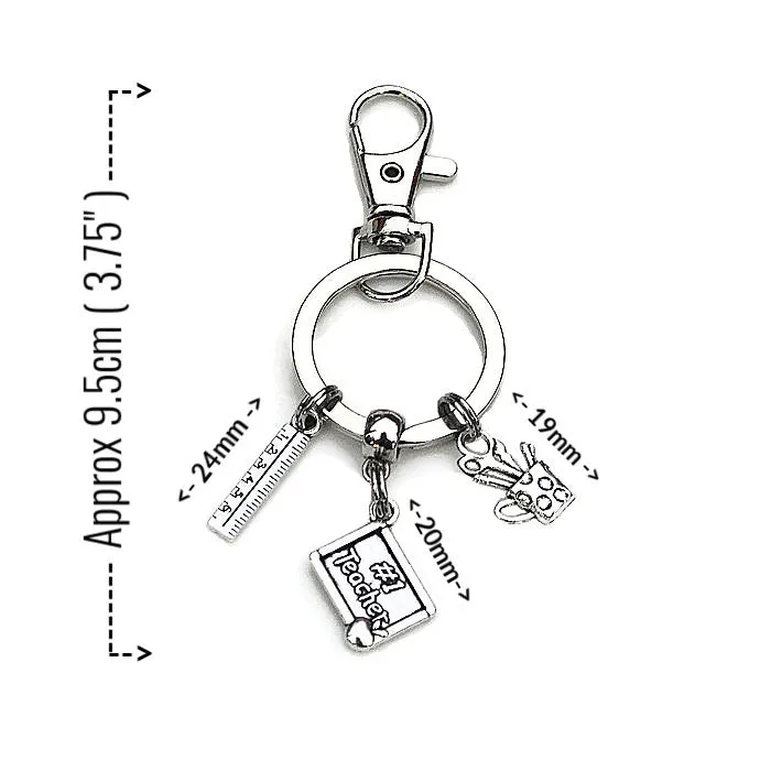 GIFTS FOR TEACHERS THREE CHARM KEYCHAIN