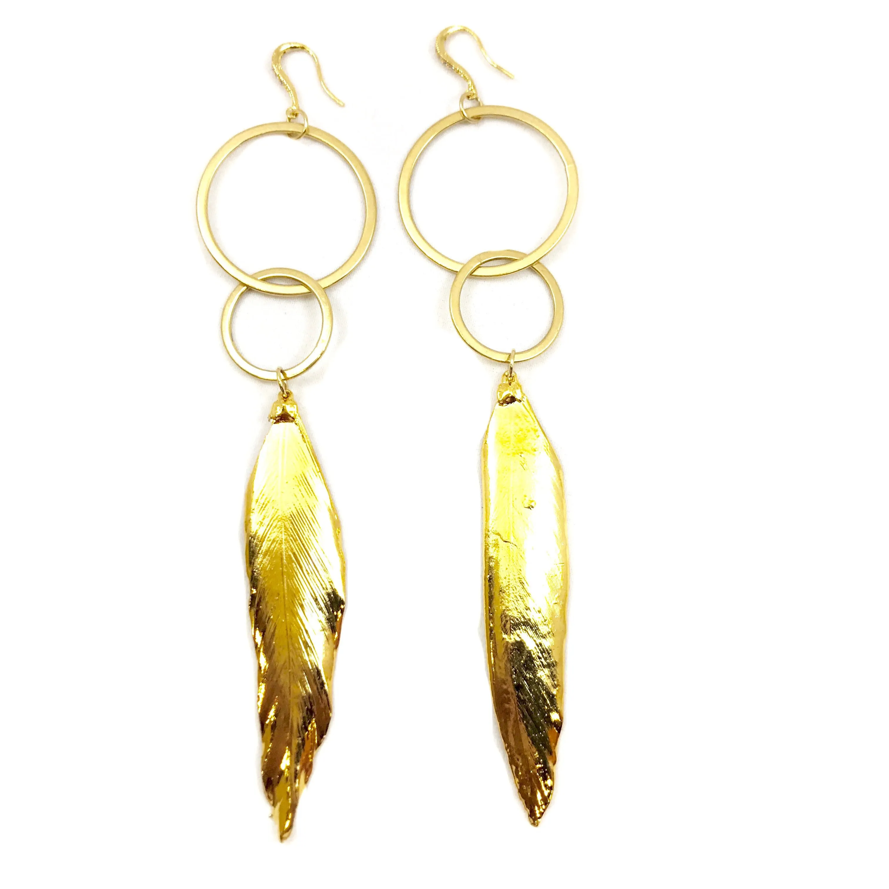 Gold Dipped Feather Earrings