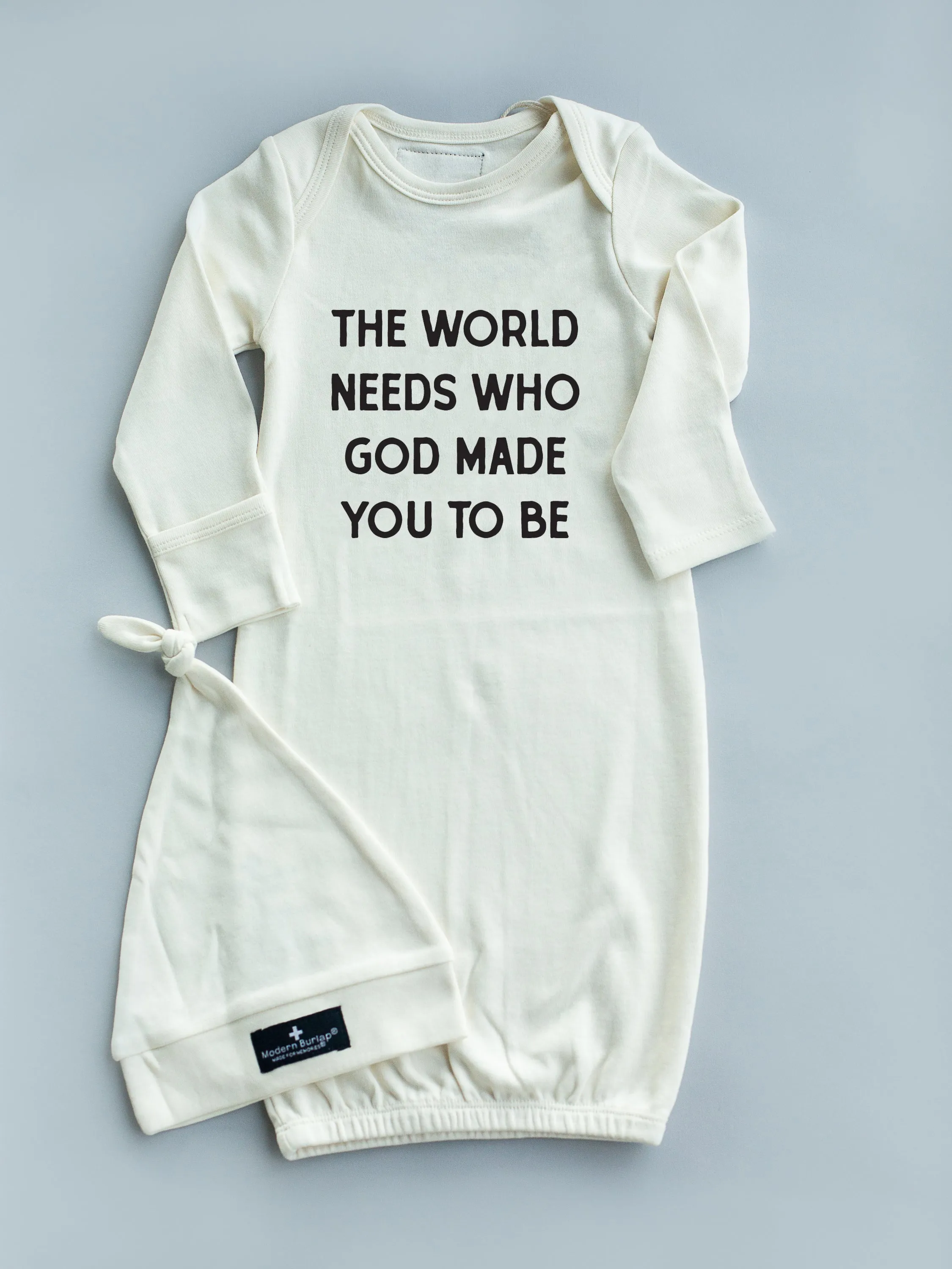 GOTS Certified Organic Cotton Gown + Hat Sets - Inspirational Sayings