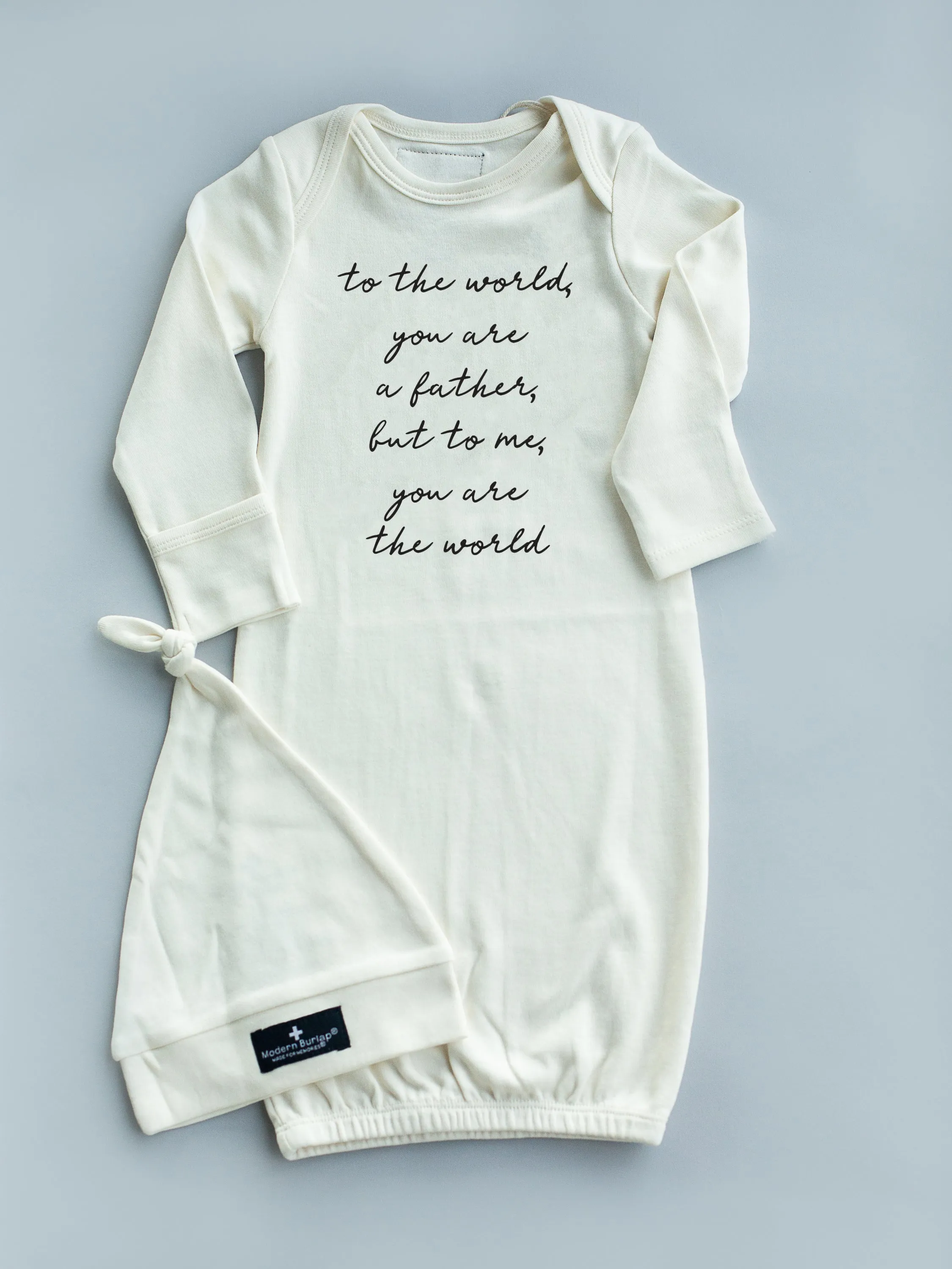 GOTS Certified Organic Cotton Gown + Hat Sets - Inspirational Sayings