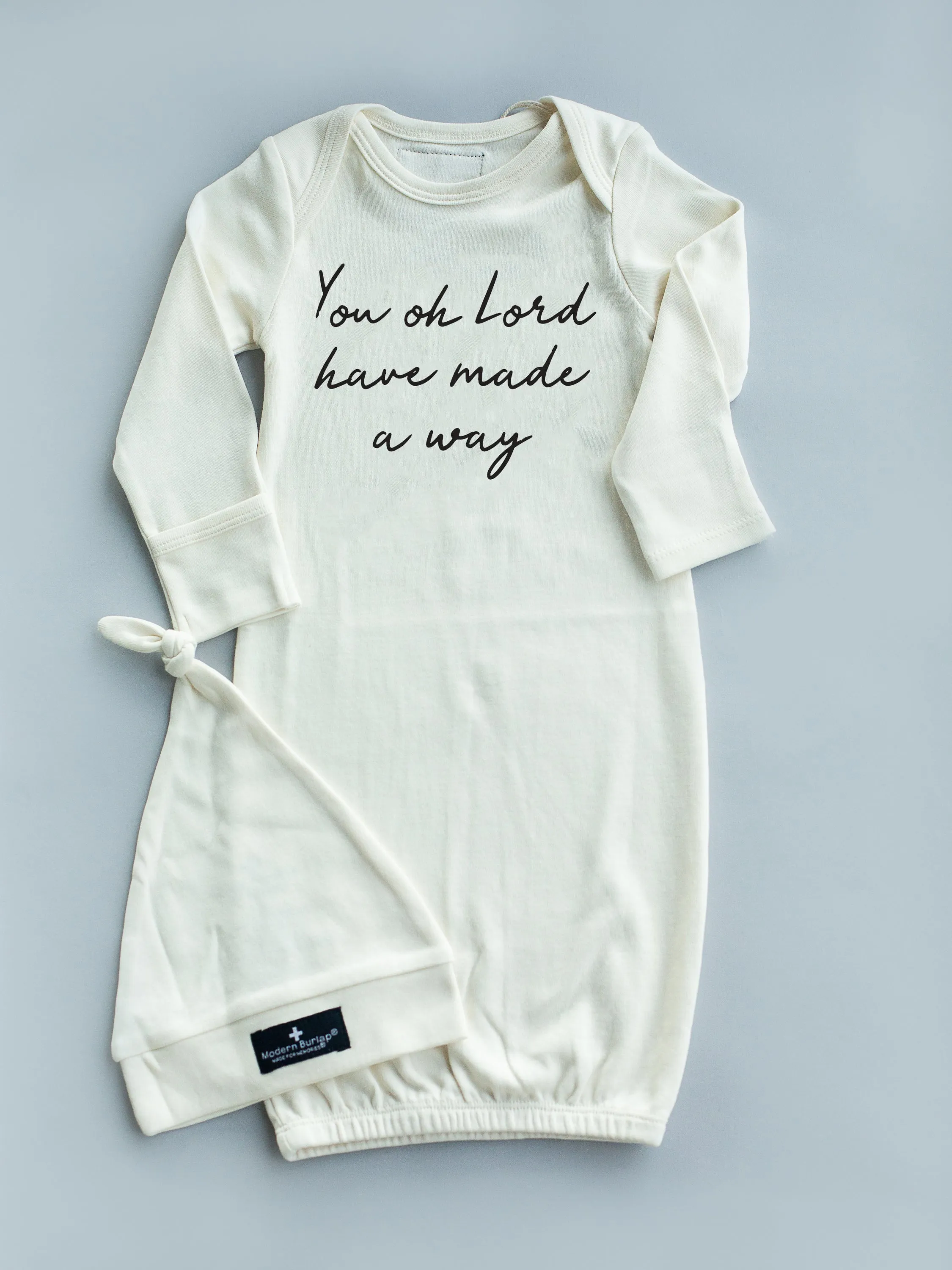 GOTS Certified Organic Cotton Gown + Hat Sets - Inspirational Sayings