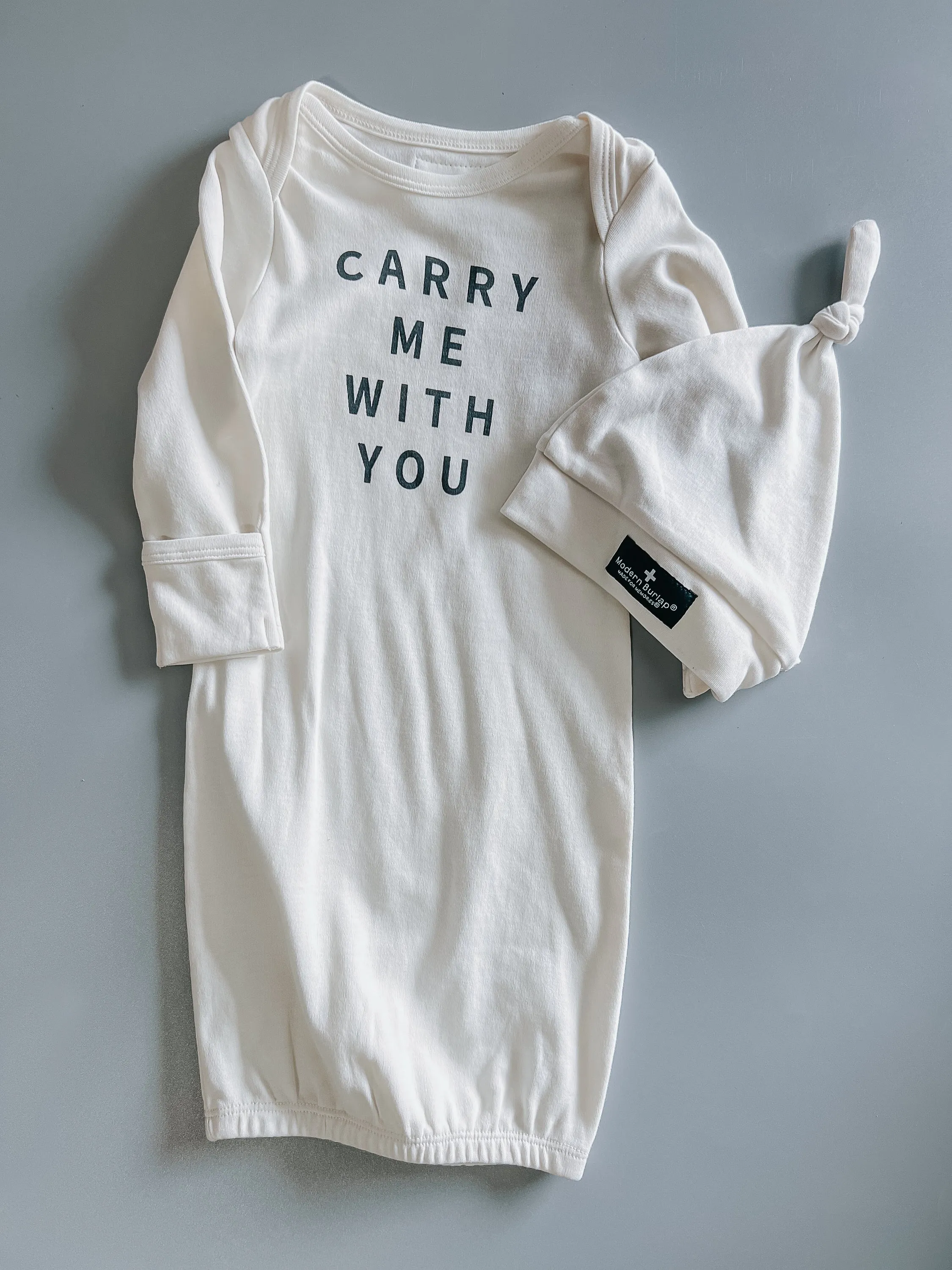 GOTS Certified Organic Cotton Gown + Hat Sets - Inspirational Sayings