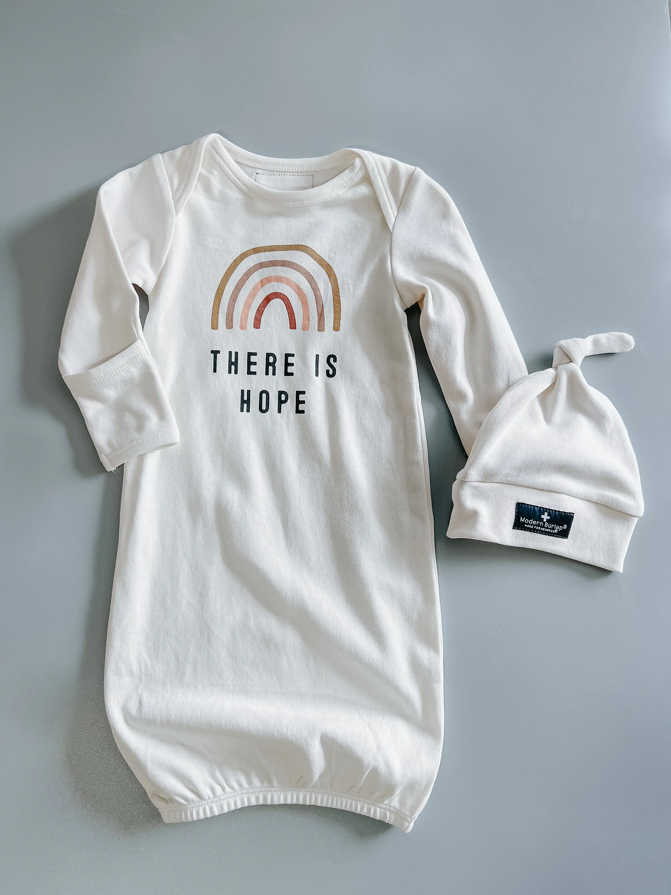 GOTS Certified Organic Cotton Gown + Hat Sets - Inspirational Sayings