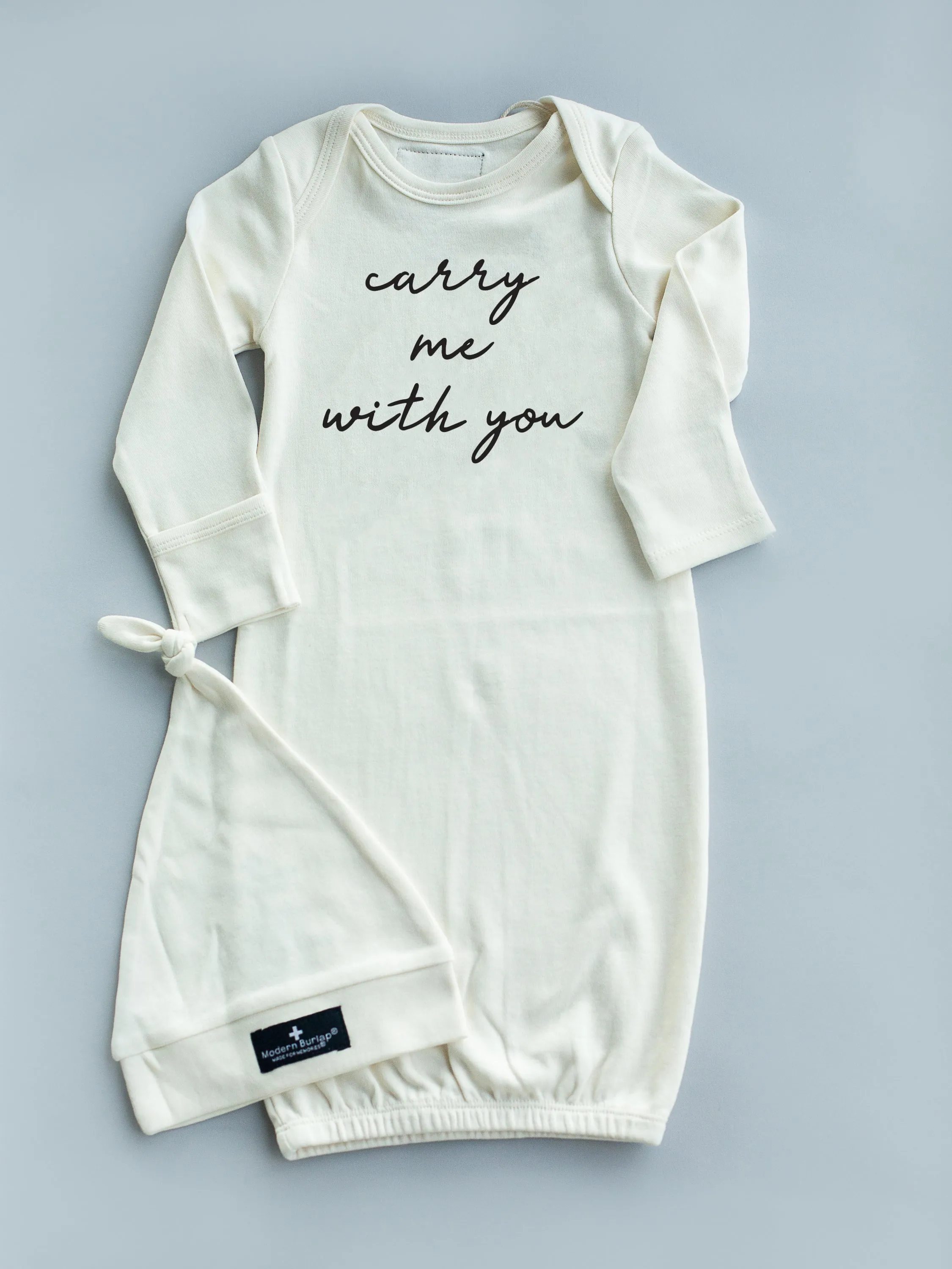 GOTS Certified Organic Cotton Gown + Hat Sets - Inspirational Sayings