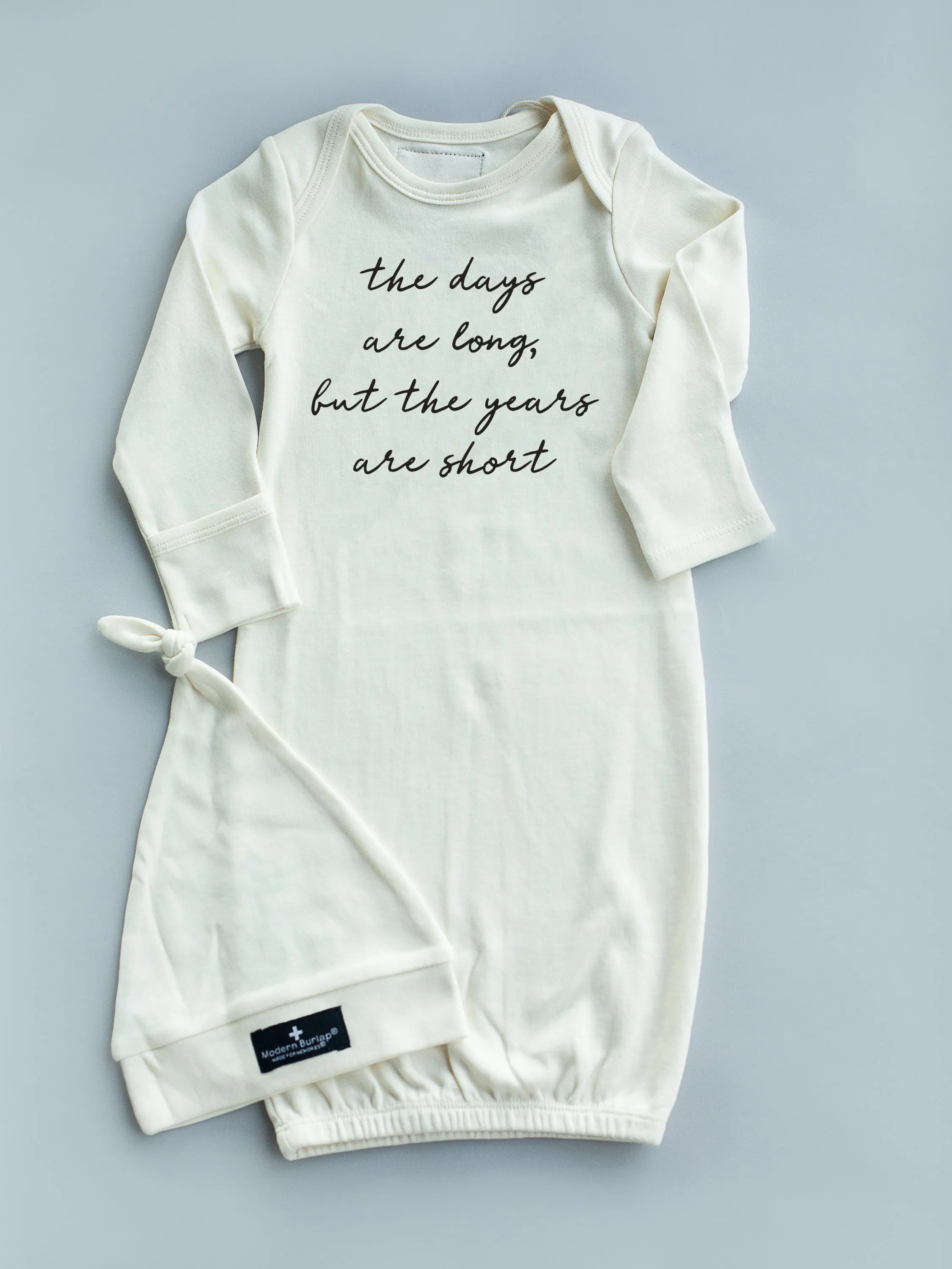 GOTS Certified Organic Cotton Gown + Hat Sets - Inspirational Sayings