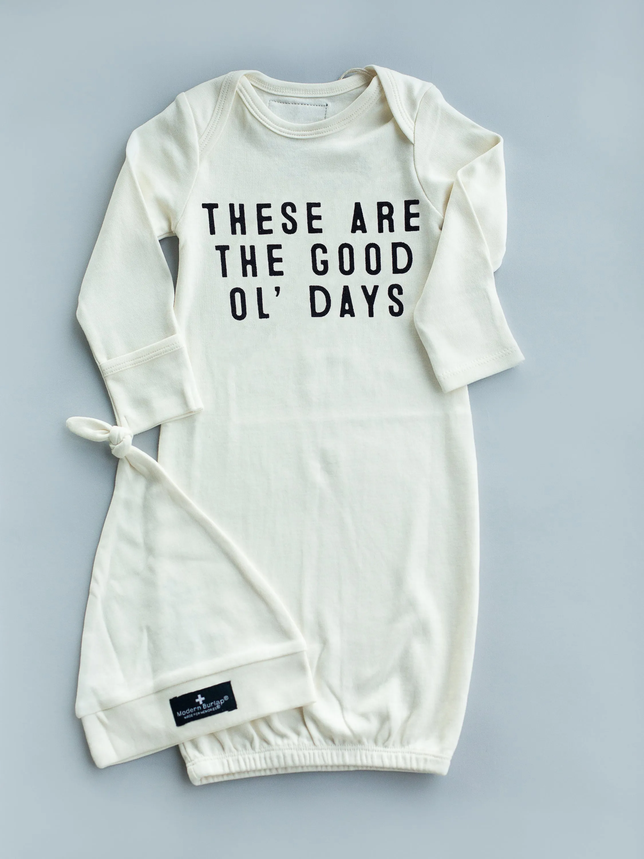 GOTS Certified Organic Cotton Gown + Hat Sets - Inspirational Sayings