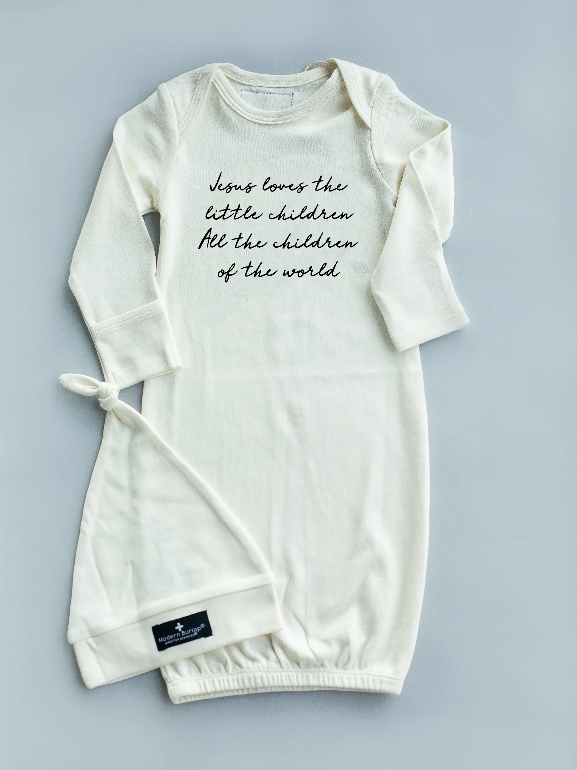 GOTS Certified Organic Cotton Gown + Hat Sets - Inspirational Sayings