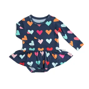 Hadley Navy Hearts L/S Tutu Bodysuit