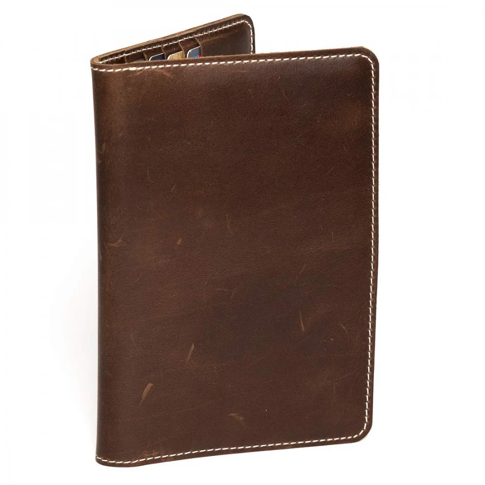 HILLER LEATHER FAMILY PASSPORT HOLDER/BUSINESS CARD HOLDER/MONEY PURSE FOR MEN AND WOMEN (Castle Sedona)